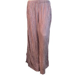 Ladies Size 8 Pleated Texture Mauve Plisses Flowy Wide Leg Pull On Pants Atlein
